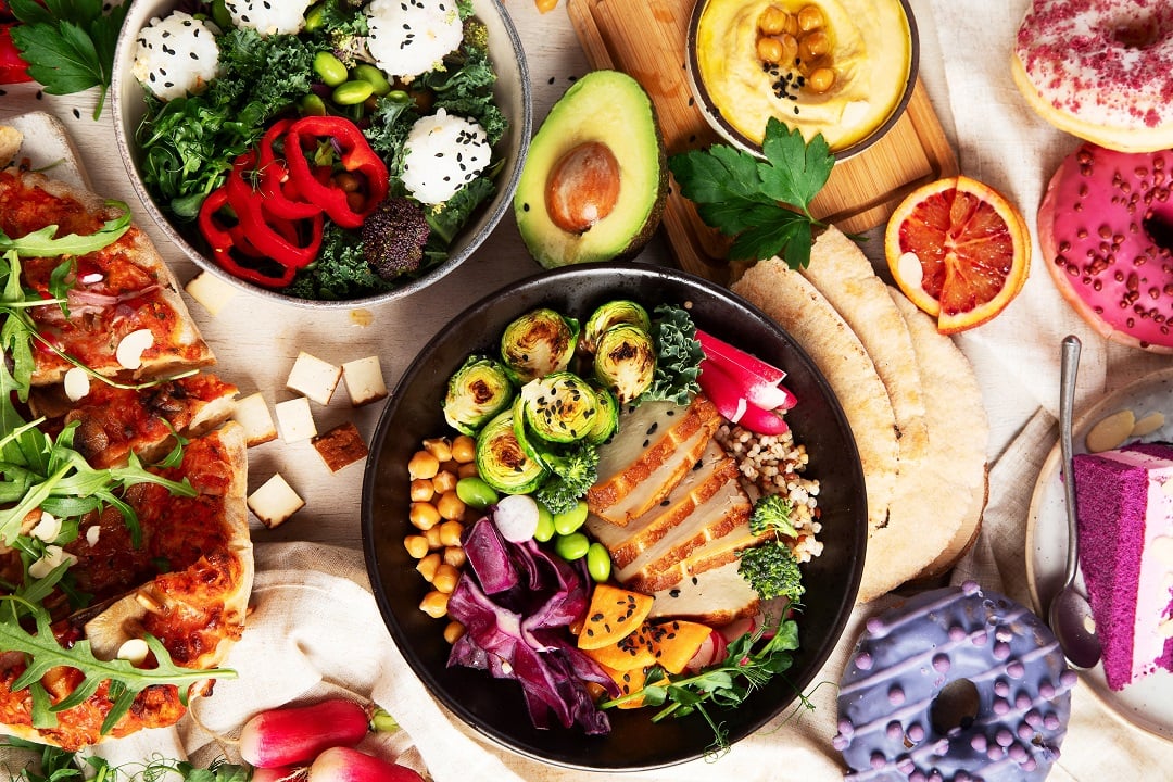 A plant-based meal spread