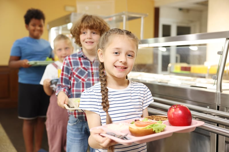Children in line at school cafeteria