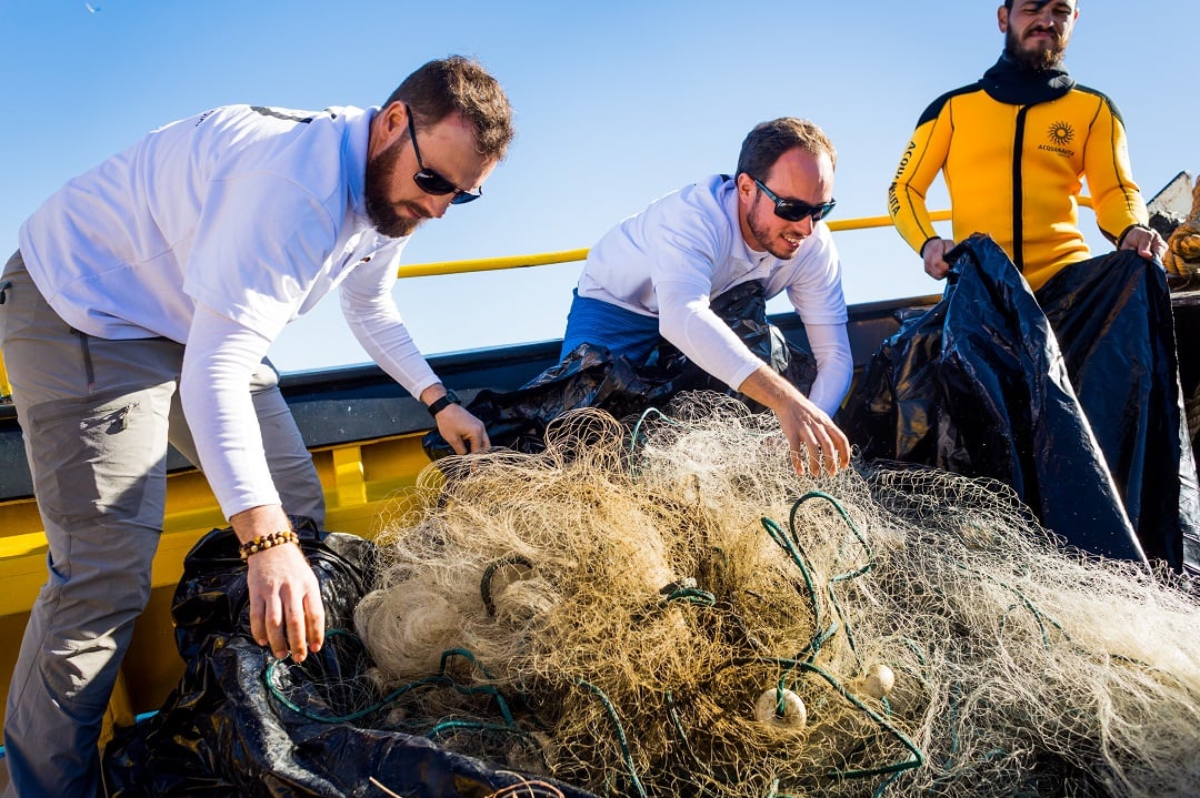 World Animal Protection staff on a ghost gear clean up