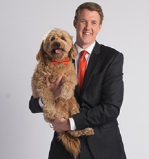 Anthony Farnell and Storm the Weather Dog
