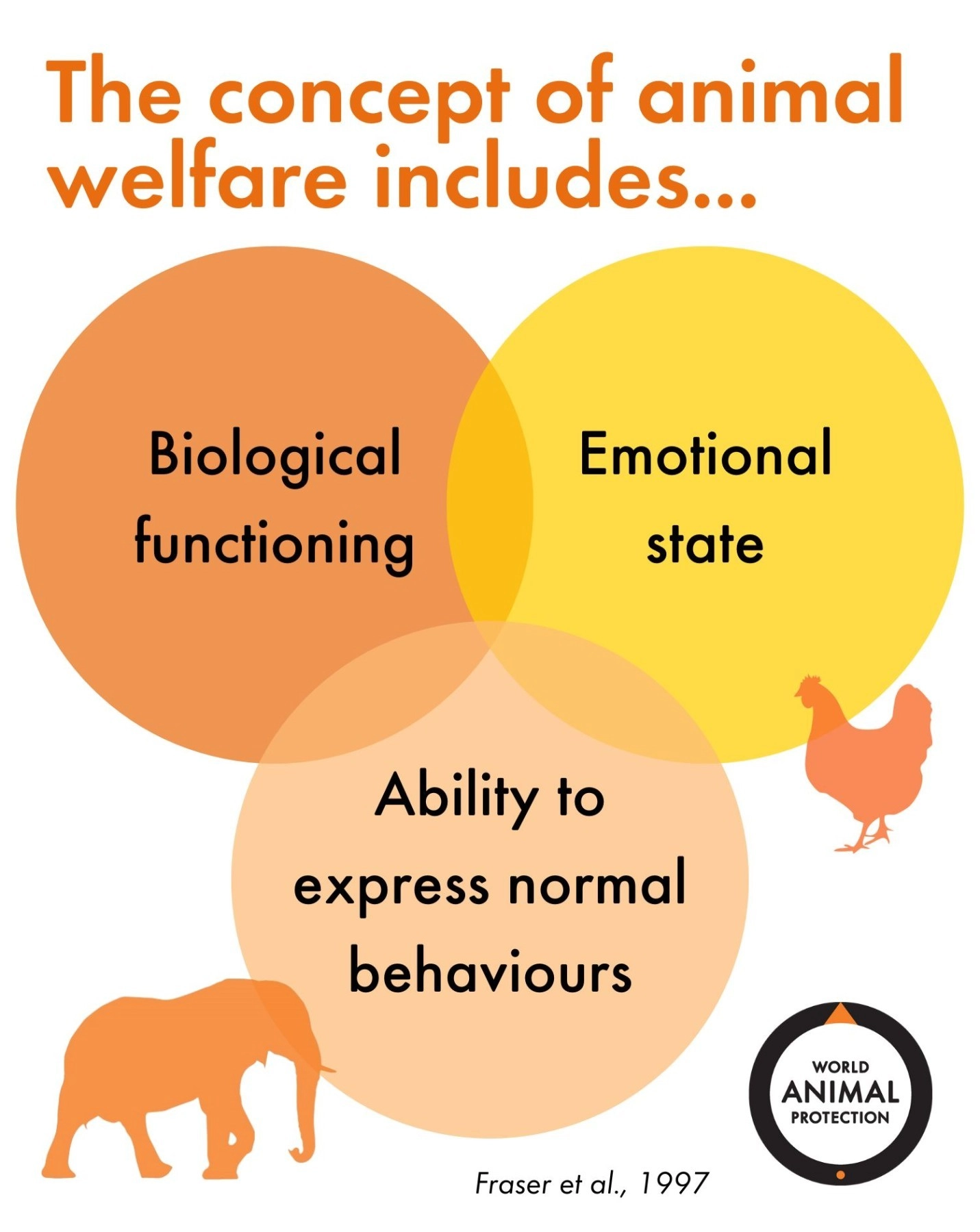 A diagram of the three pillars of animal welfare