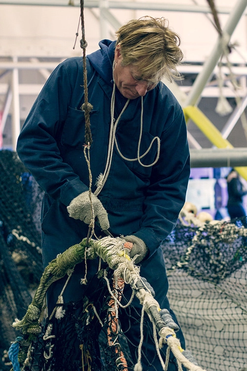 Staff at Steveston Harbour in B.C. demonstrate their fishing net recycling program