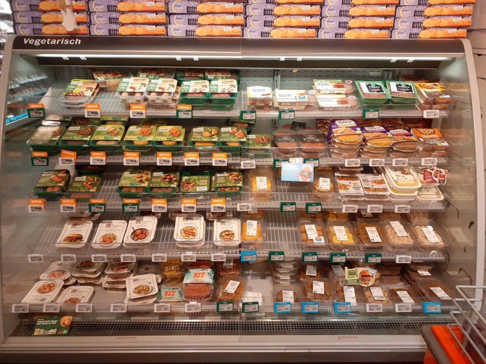 Meat alternatives in supermarket fridge - World Animal Protection