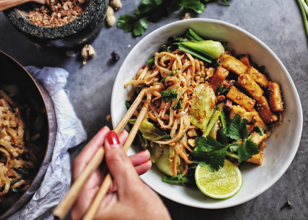 A bowl of vegan Thai food